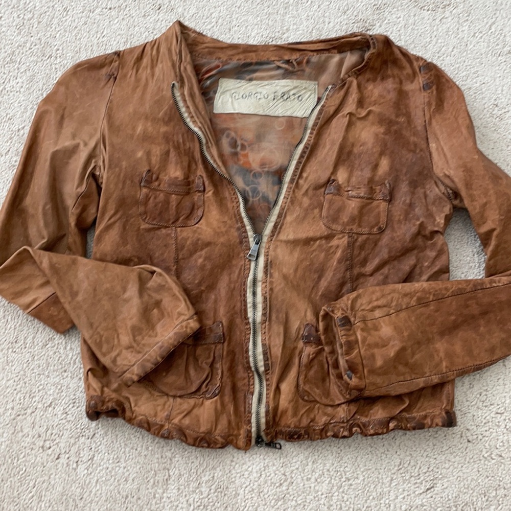 Giorgio Brato tan leather jacket US 10